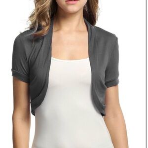 Gray Short Sleeve Bolero Shrug
